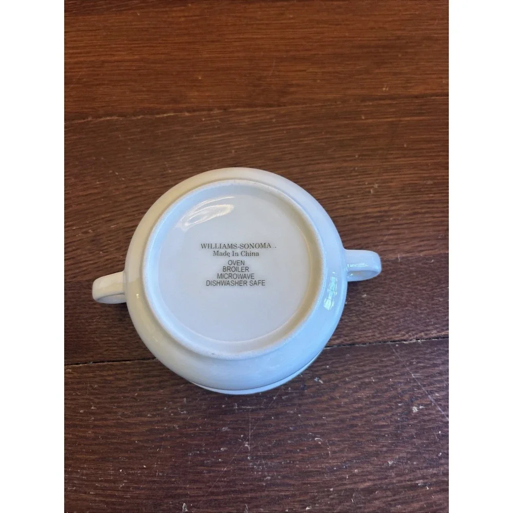 1- Williams Sonoma Soup bowl Essential White 2 Double Handle‎ Small Casserole